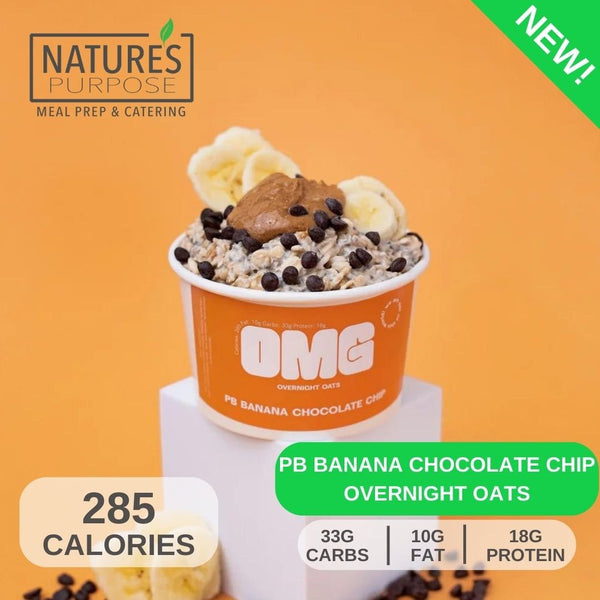 Overnight Oats - PB Banana Chocolate Chip - Natures Purpose Meal Delivery