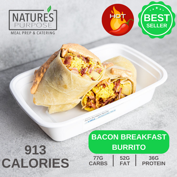 Bacon Breakfast Burrito - Natures Purpose Meal Prep