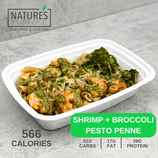 Shrimp and Broccoli Pesto Penne - Natures Purpose Meal Prep