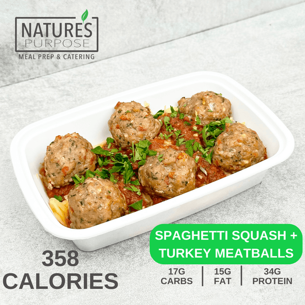 Spaghetti Squash and Turkey Meatballs - Natures Purpose Meal Prep