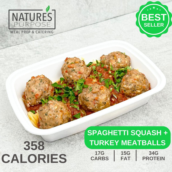 Spaghetti Squash and Turkey Meatballs - Natures Purpose Meal Prep