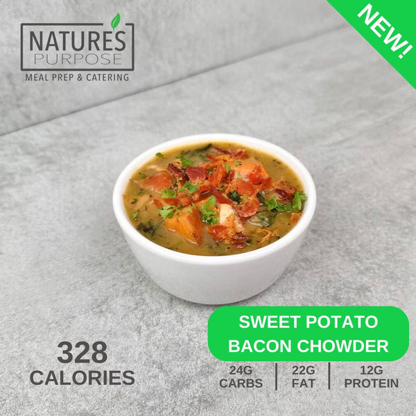 Sweet Potato Bacon Chowder - Natures Purpose Meal Delivery